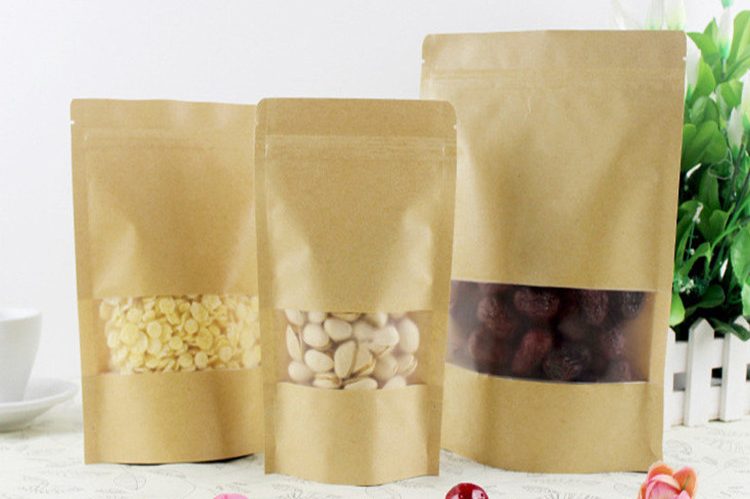 Frosted window cowhide standing paper pouch (4)